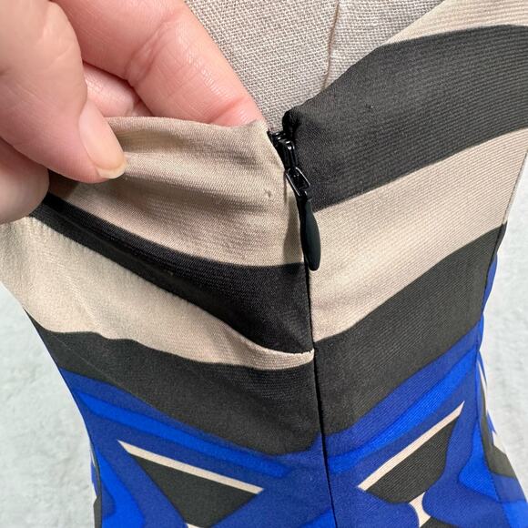 Mara Hoffman Keeper Midi Dress Blue Geometric Sheath Beach Resort Vacay Size 4 - Picture 8 of 11